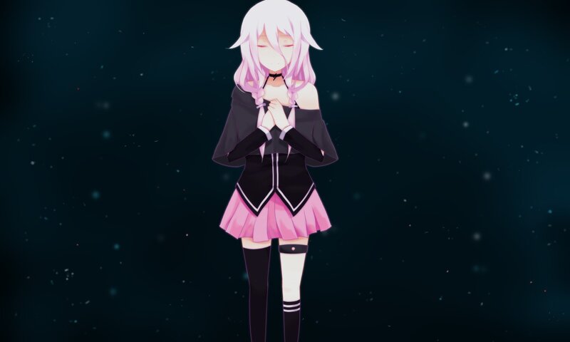 Anime Girl with Pink Hair — Black, Serene, Night
