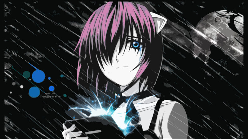 Anime Girl with Pink Hair — Black