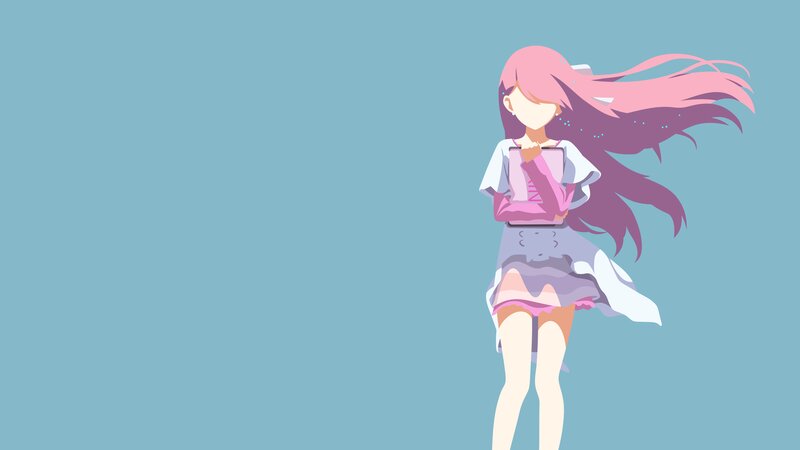 Anime Girl with Pink Hair — Blue, Calm, Book