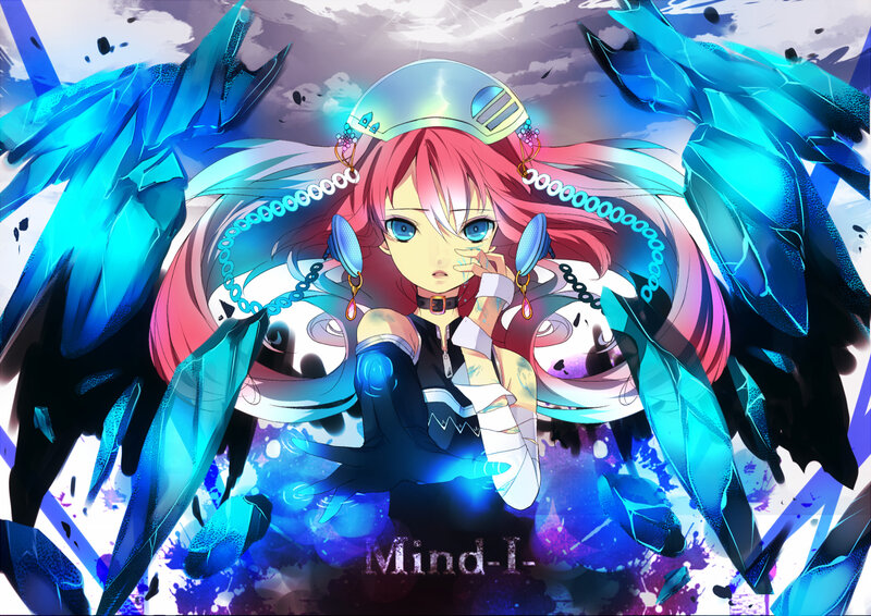 Anime Girl with Pink Hair — Blue, Dramatic, Digital Art