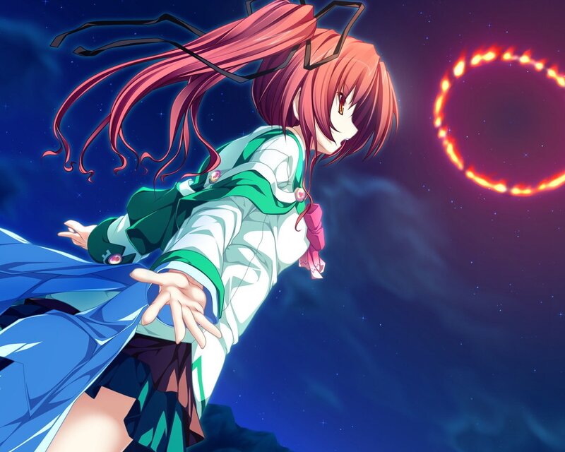 Anime Girl with Pink Hair — Blue, Dramatic, Night, Starry Sky