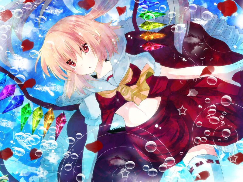 Anime Girl with Pink Hair — Blue, Dreamy, Bubbles