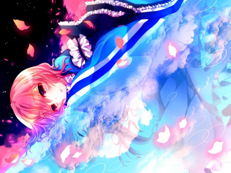 Anime Girl with Pink Hair — Blue, Dreamy, Night