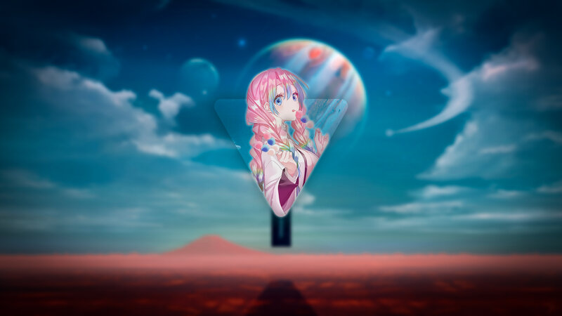 Anime Girl with Pink Hair — Blue, Dreamy, Sunset