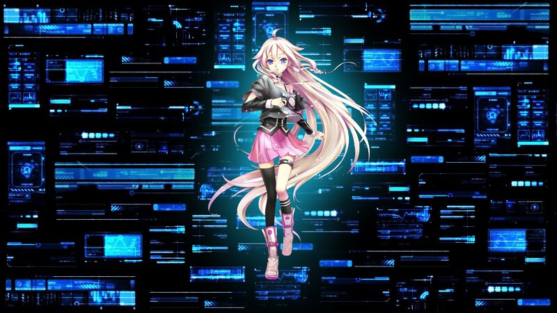 Anime Girl with Pink Hair — Blue, Futuristic