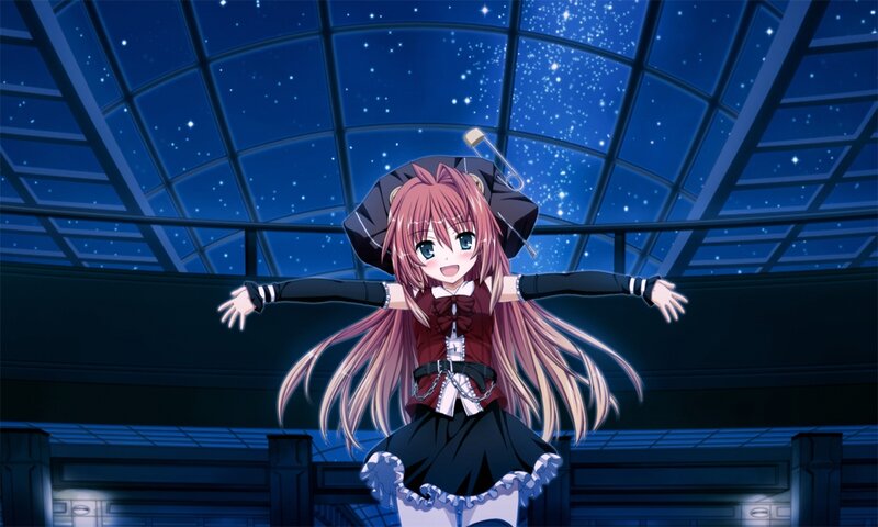 Anime Girl with Pink Hair — Blue, Joyful, Night
