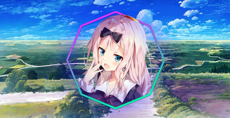 Anime Girl with Pink Hair — Blue, Serene, Afternoon, Fields