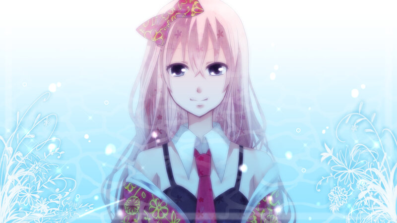 Anime Girl with Pink Hair — Blue, Serene, School Uniform