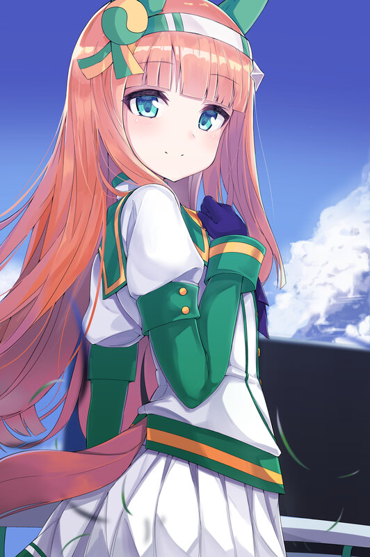 Anime Girl with Pink Hair — Calm, Afternoon, Green Bow