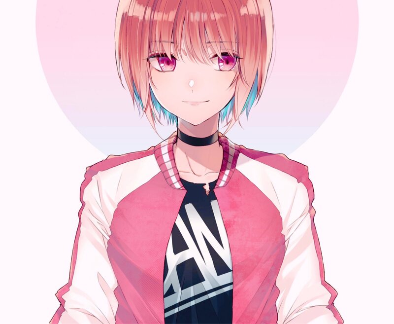 Anime Girl with Pink Hair — Calm, Choker, Jacket