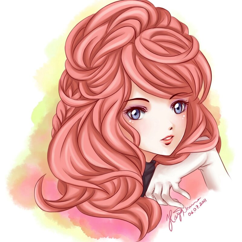 Anime Girl with Pink Hair — Calm, Digital Art, Blue Eyes