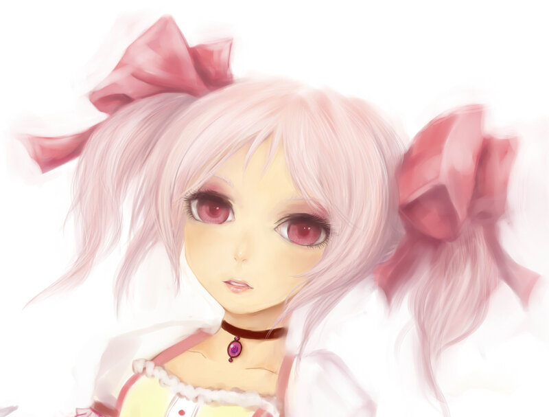 Anime Girl with Pink Hair — Calm, Digital Art, Pink Bow