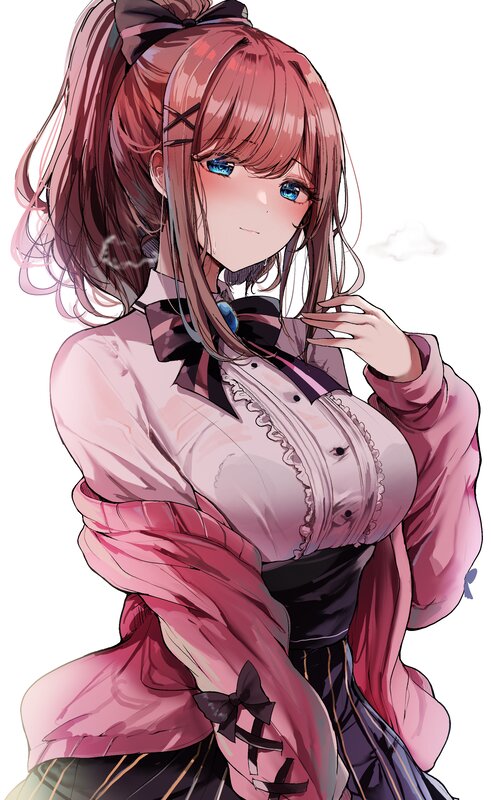 Anime Girl with Pink Hair — Calm, Digital Art, Pink Hair, Blue Eyes