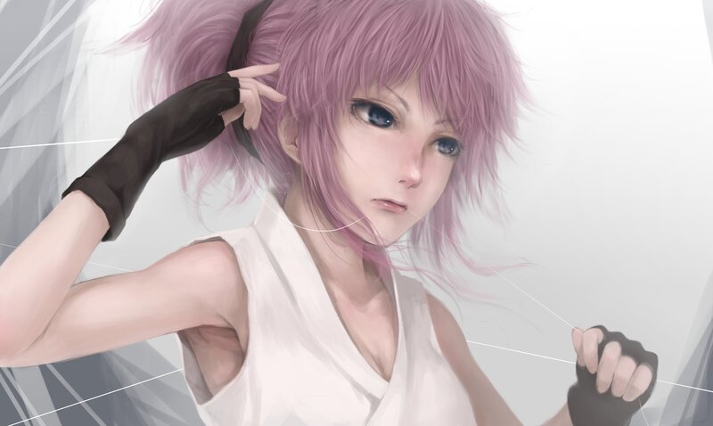Anime Girl with Pink Hair — Calm, Digital Art, Pink Hair