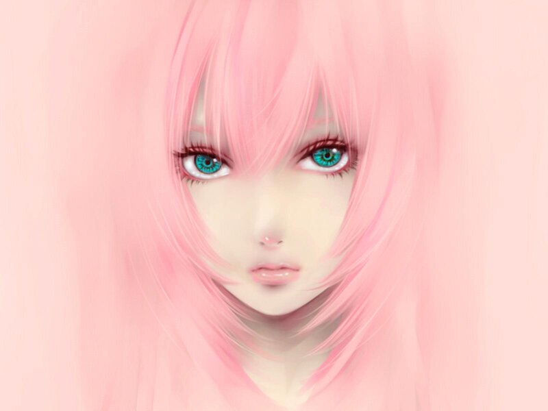 Anime Girl with Pink Hair — Calm, Digital Art