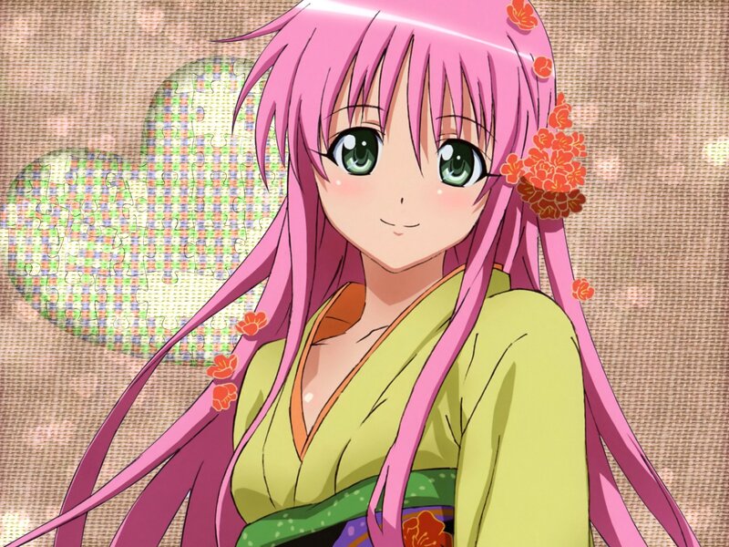 Anime Girl with Pink Hair — Calm, Kimono