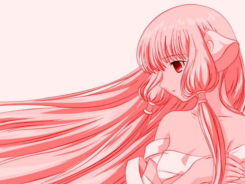 Anime Girl with Pink Hair — Calm, Manga, Long Hair, Red Eyes