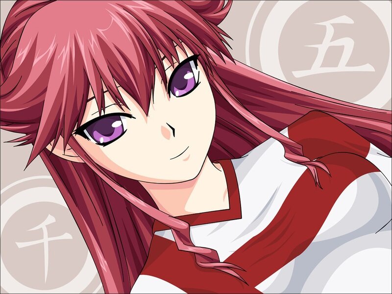 Anime Girl with Pink Hair — Calm, Manga, Purple Eyes
