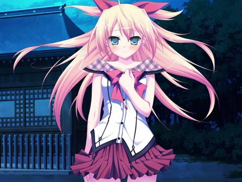 Anime Girl with Pink Hair — Calm, Night, School Uniform