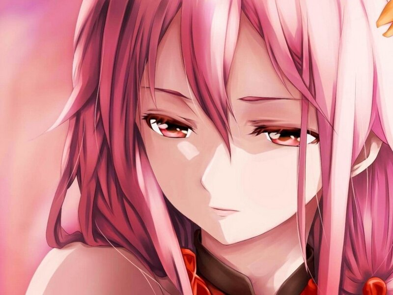 Anime Girl with Pink Hair — Calm, Red Eyes, Pink Hair
