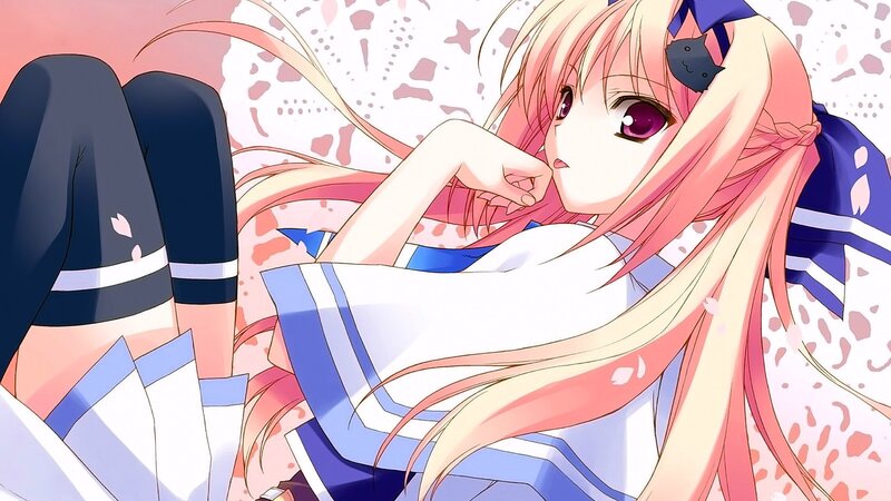 Anime Girl with Pink Hair — Calm, Spring, School Uniform