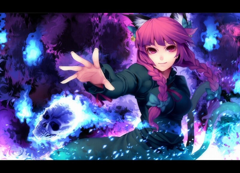 Anime girl with pink hair casting spell