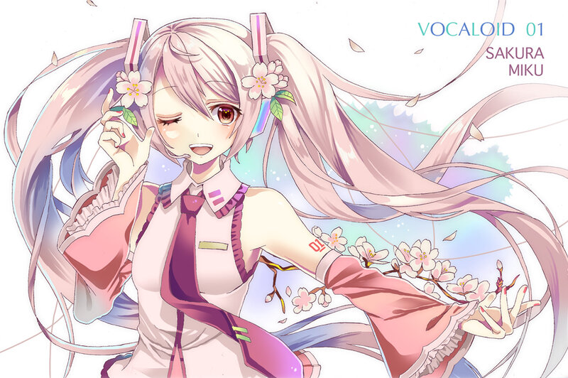 Anime Girl with Pink Hair — Cheerful, Spring, Digital Art
