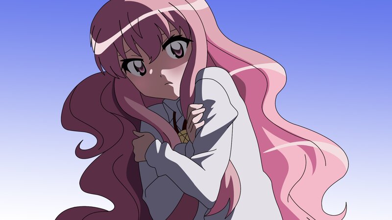 Anime Girl with Pink Hair — Dramatic, Afternoon, Sky