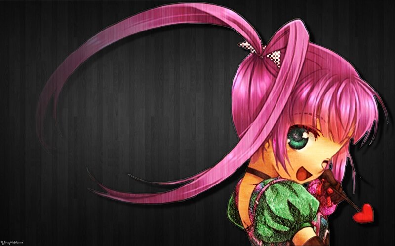 Anime Girl with Pink Hair — Dramatic, Digital Art, Heart