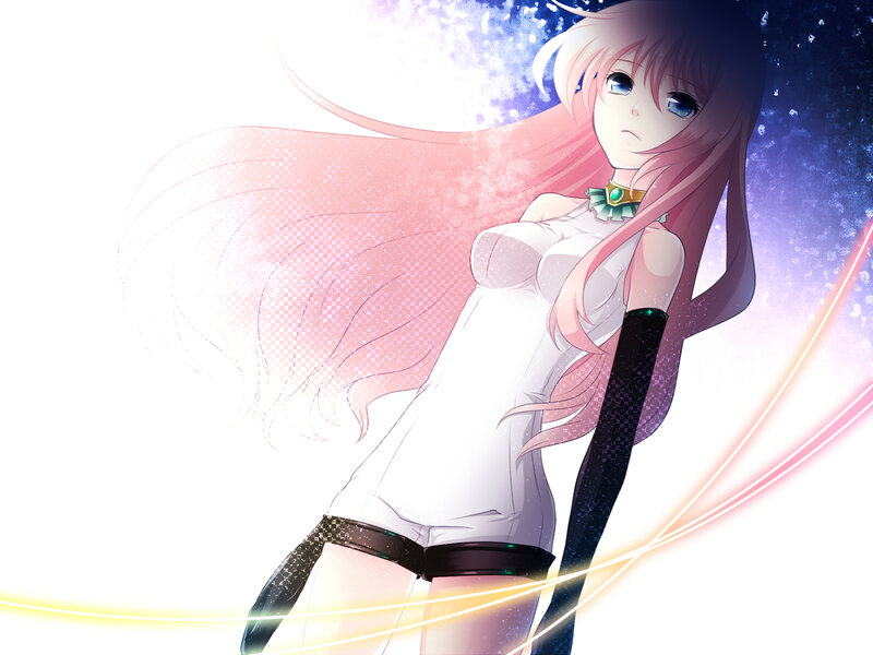 Anime Girl with Pink Hair — Dramatic, Digital Art, Long Hair, White Dress, Necklace