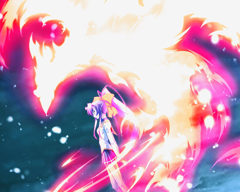 Anime Girl with Pink Hair — Dramatic, Fire