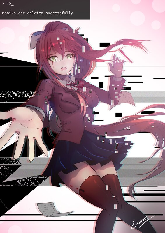 Anime Girl with Pink Hair — Dramatic, Glitch Effect