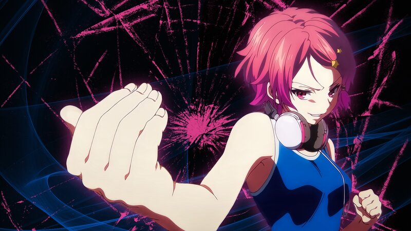 Anime Girl with Pink Hair — Dramatic, Headphones