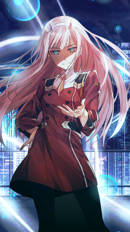 Anime Girl with Pink Hair — Dramatic, Night, Cityscape