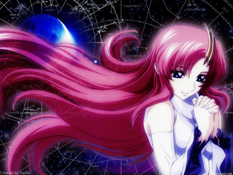 Anime Girl with Pink Hair — Dramatic, Night, Constellations