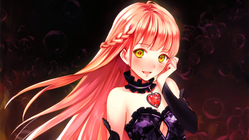Anime Girl with Pink Hair — Dramatic, Night, Heart Pendant