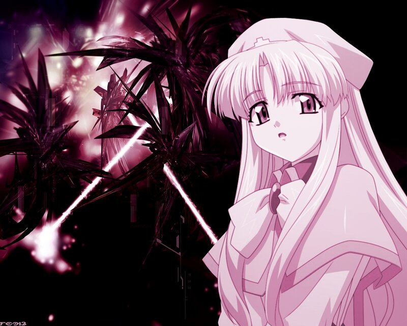 Anime Girl with Pink Hair — Dramatic, Night, Laser Beams