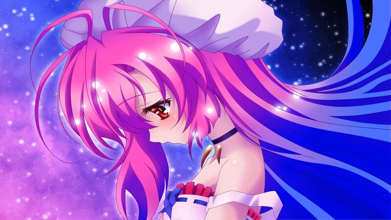 Anime Girl with Pink Hair — Dramatic, Night, Starfield