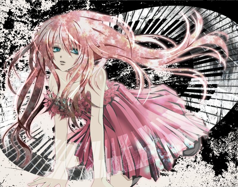 Anime Girl with Pink Hair — Dramatic, Pink Dress
