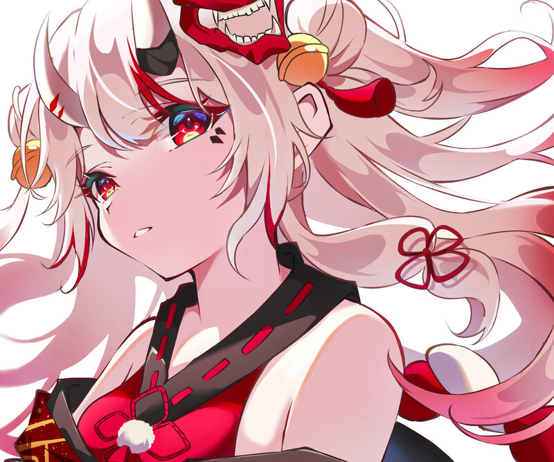 Anime Girl with Pink Hair — Dramatic, Red Eyes, Horns