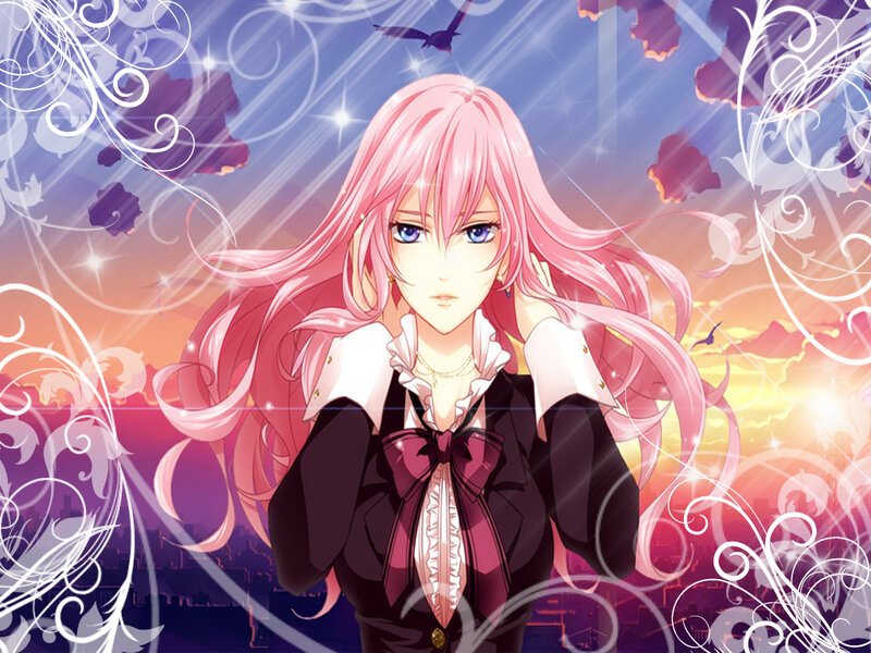 Anime Girl with Pink Hair — Dramatic, Sunset