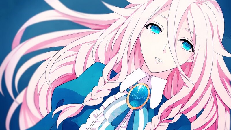 Anime Girl with Pink Hair — Dramatic, Tears, Blue Eyes