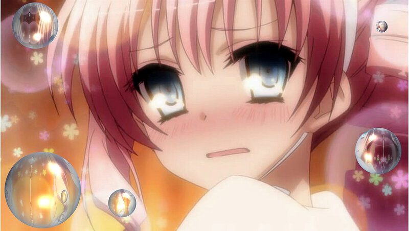 Anime Girl with Pink Hair — Dreamy, Bubbles