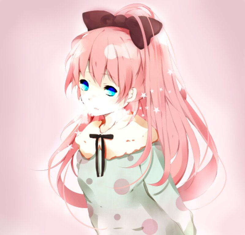 Anime Girl with Pink Hair — Dreamy, Digital Art, Blue Eyes