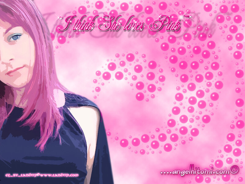 Anime Girl with Pink Hair — Dreamy, Digital Art, Bubbles, Text