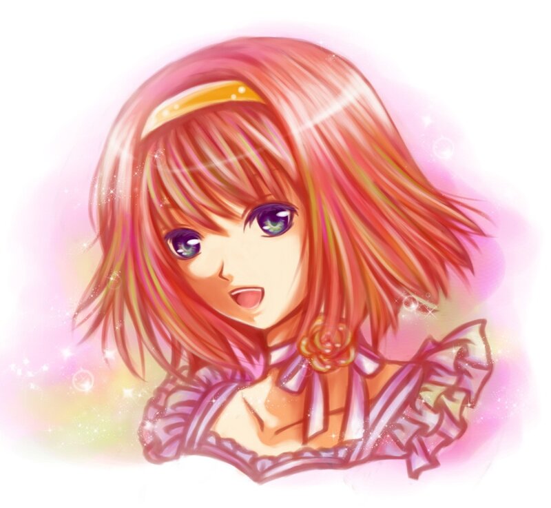 Anime Girl with Pink Hair — Dreamy, Digital Art, Eyes, Dress