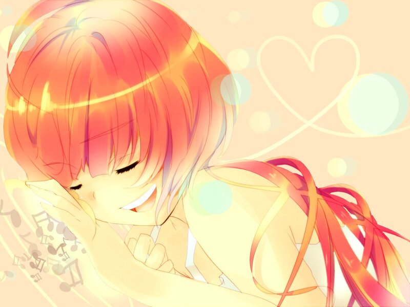 Anime Girl with Pink Hair — Dreamy, Heart Shapes