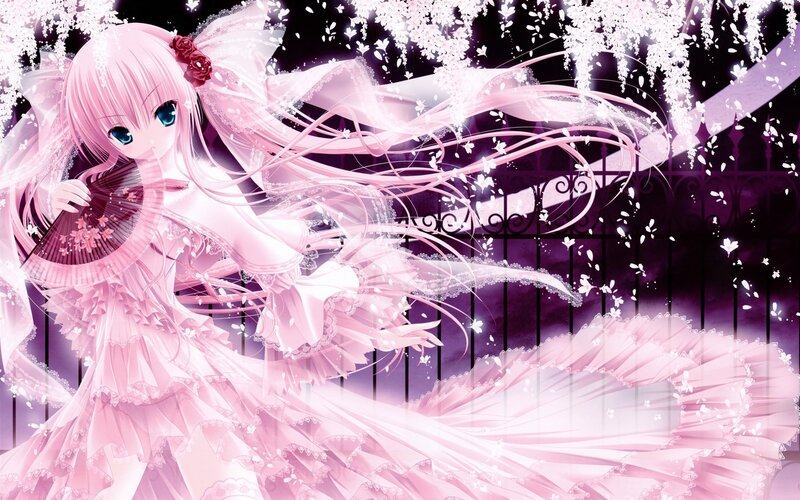 Anime Girl with Pink Hair — Dreamy, Night