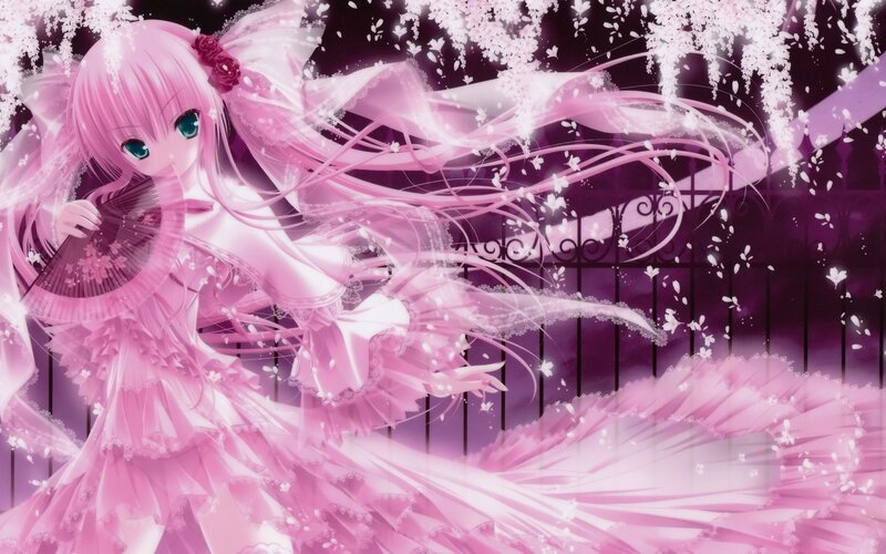 Anime Girl with Pink Hair — Dreamy, Spring, Digital Art