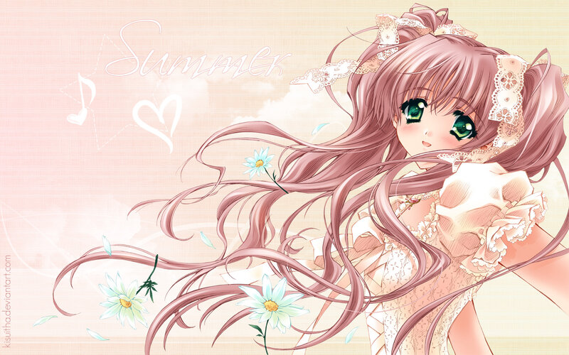 Anime Girl with Pink Hair — Dreamy, Summer